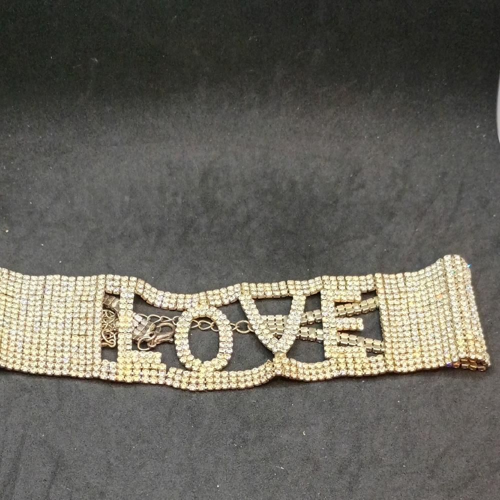 Rhinestone Love Choker Necklace